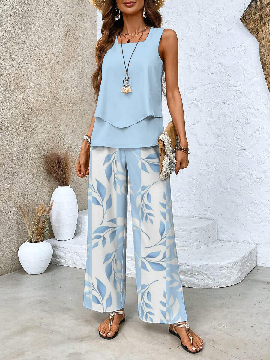 Ensemble Deux Pièces Été pour Femme - Haut Asymétrique et Pantalon Comfy - LuxeStyle