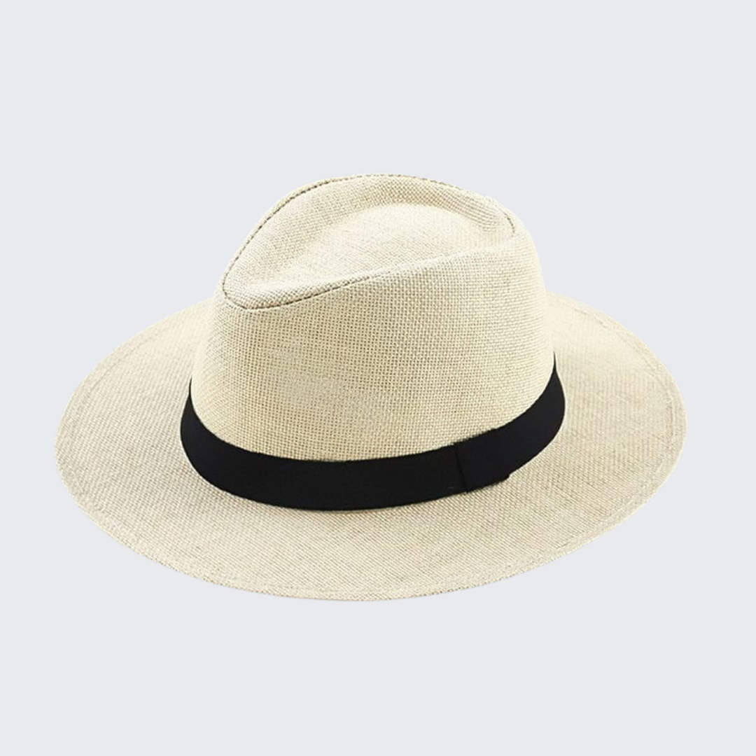 Chapeau Panama Élégant en Paille avec Nœud Noir - LuxeStyle