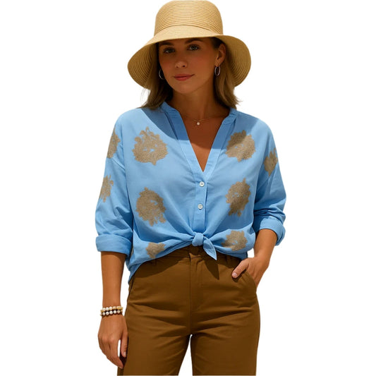 Chemise Féminine Élégante Manches Longues Décolleté Profond - LuxeStyle
