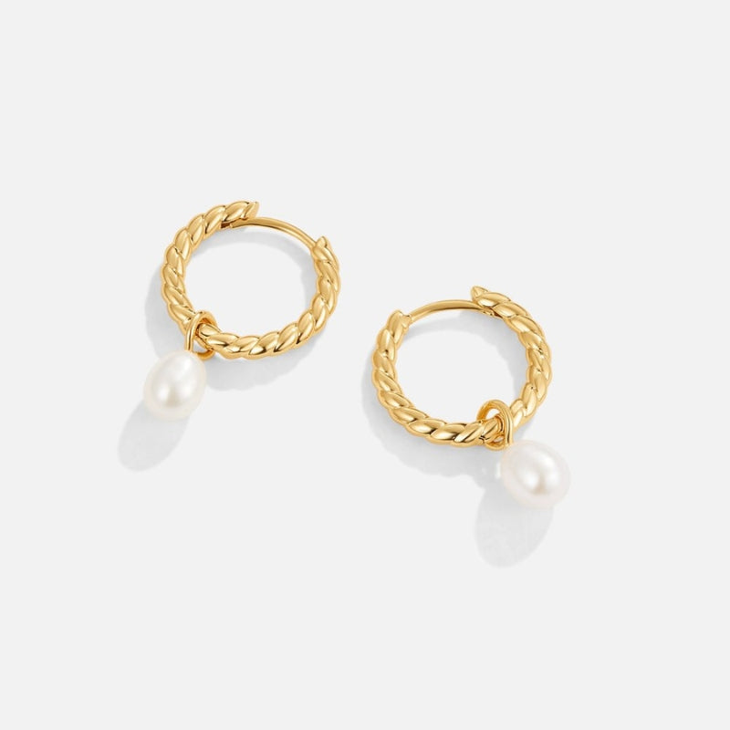 Boucles d'oreilles créoles élégantes avec perle pendant en style chic - LuxeStyle