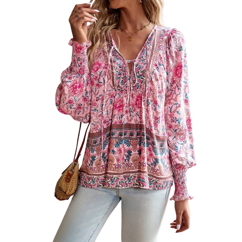 Blouse Féminine Col V Manches Fluides - LuxeStyle
