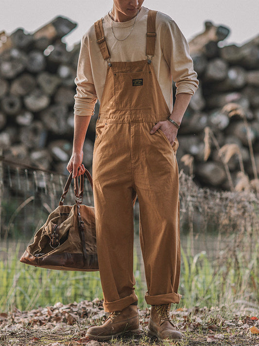 Salopette en coton brun homme pratique - LuxeStyle