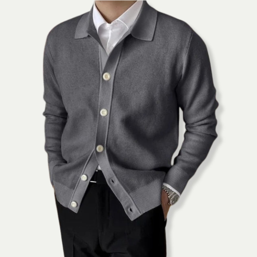 Cardigan Classique En Maille Avec Col Pour Homme | Boutonné