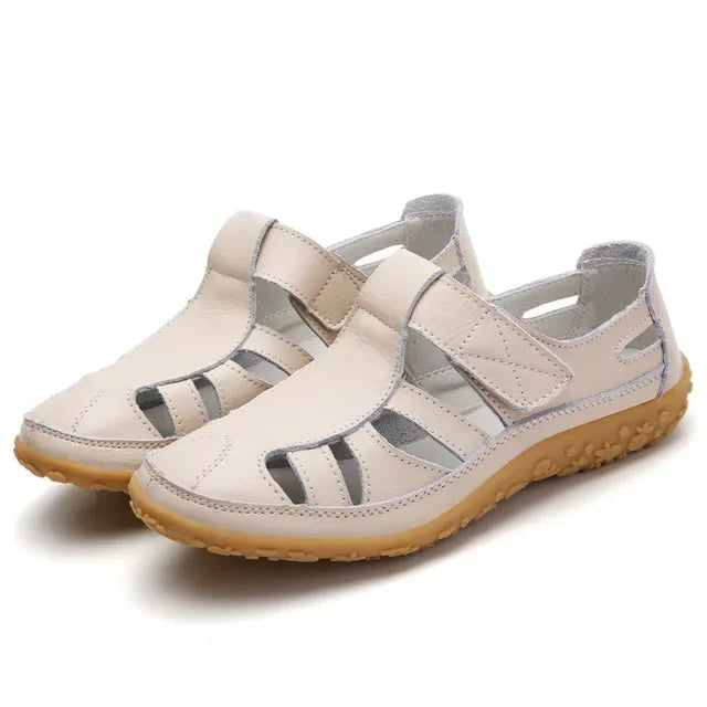 Sandales Femme Cuir Marine à Semelle Grip