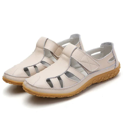 Sandales Femme Cuir Marine à Semelle Grip
