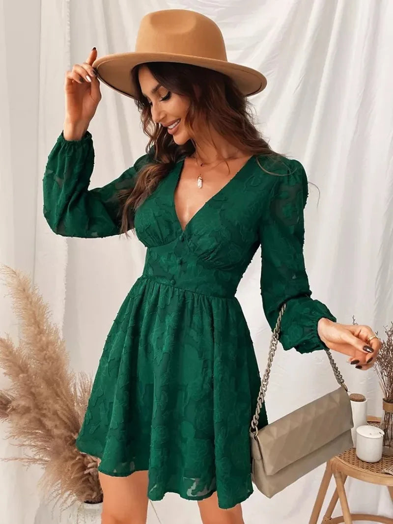 Vertessia™ – Robe Femme Élégante en Dentelle Verte Confortable