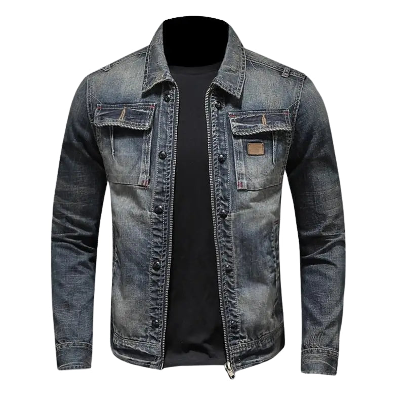 Veste en cuir avec fermeture éclair et manches longues - LuxeStyle