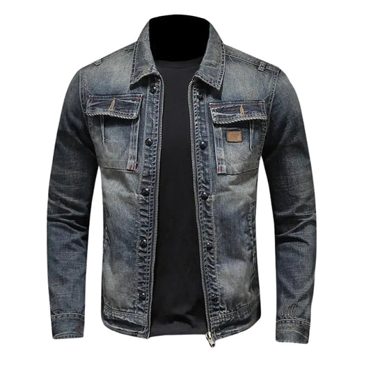 Veste en cuir avec fermeture éclair et manches longues - LuxeStyle