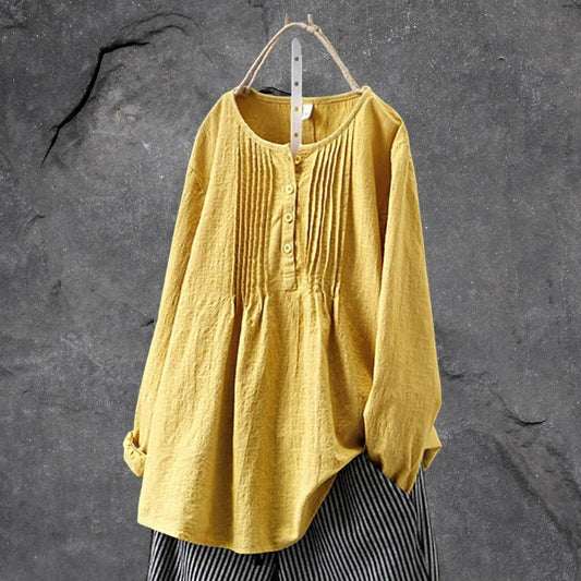 Blouse Été Décontractée avec Plis et Boutons pour Femme - LuxeStyle