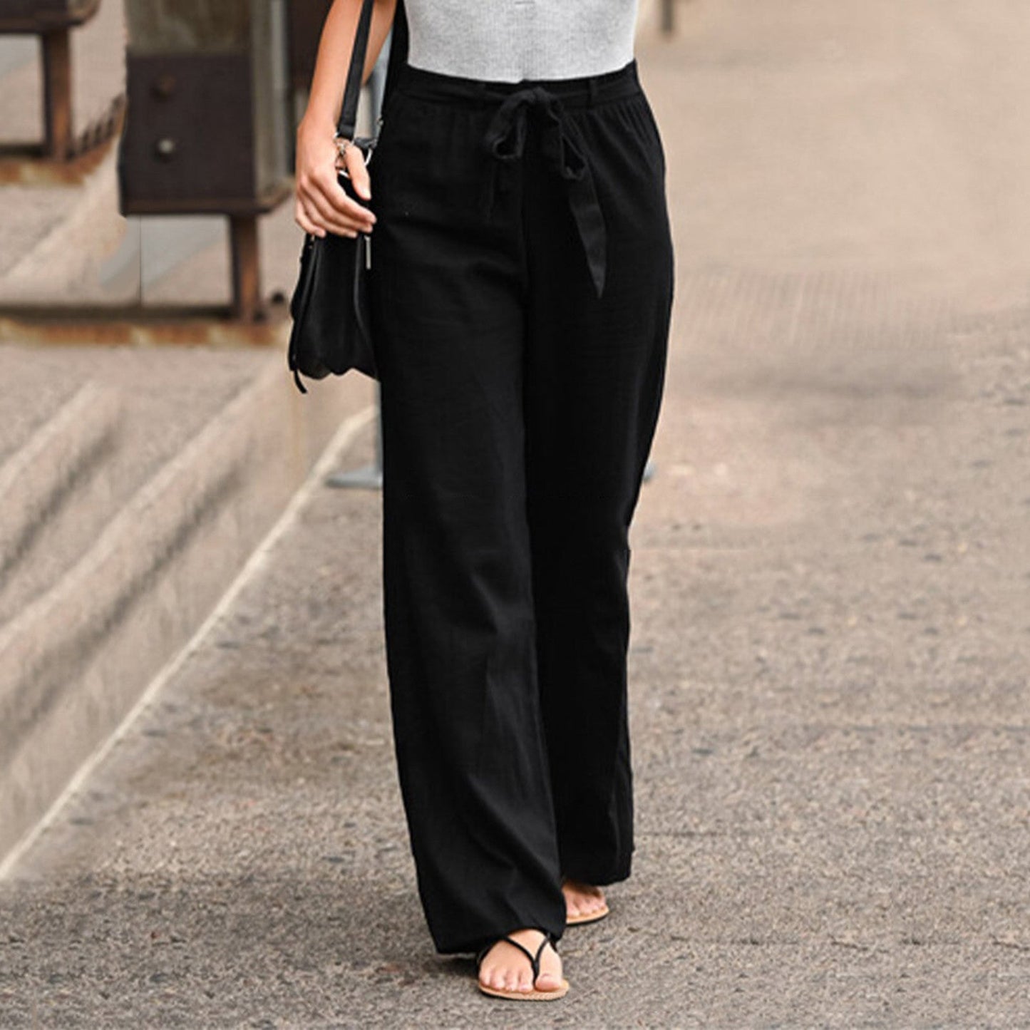 Pantalon Lin Blanc Élégant pour Femme