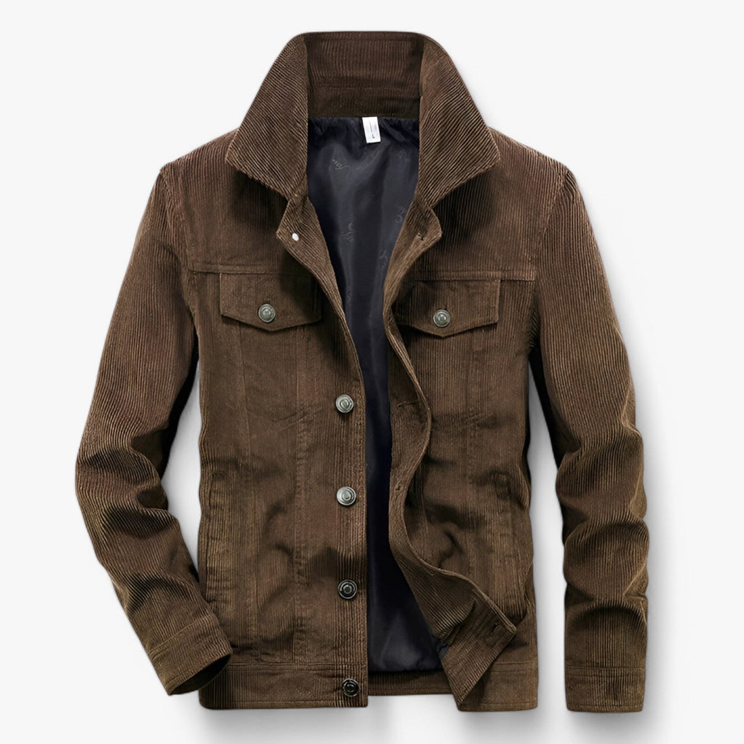 Veste en velours élégante avec poches et fermeture bouton