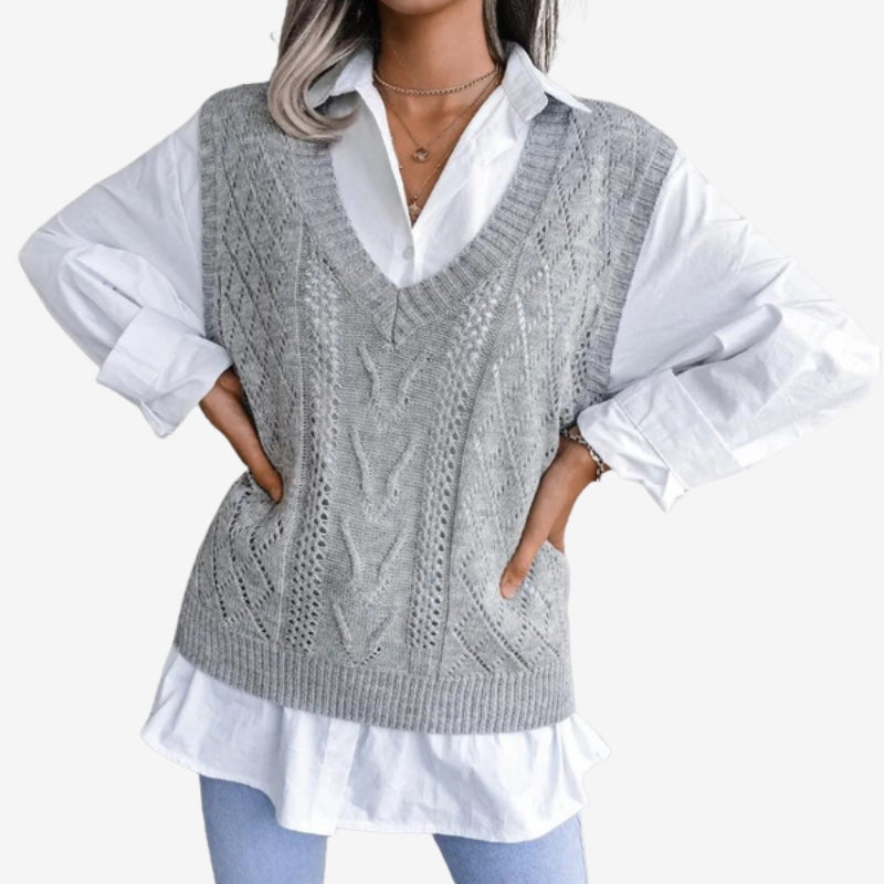 Alina – Gilet sans manches décontracté avec col en V - LuxeStyle