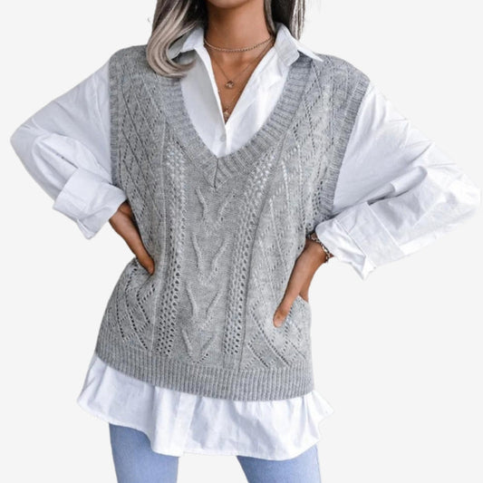 Alina – Gilet sans manches décontracté avec col en V - LuxeStyle