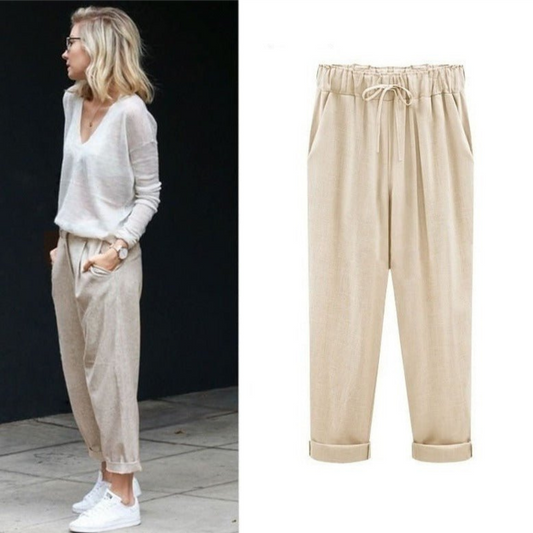 Pantalon Femme Élégant Lin Coton - luxestyle