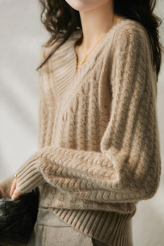 Pull en maille torsadée crème femme tendance - LuxeStyle