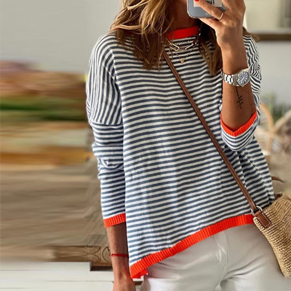 Pull à rayures marine femme manches longues - LuxeStyle