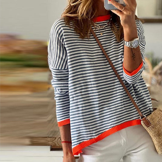 Pull à rayures marine femme manches longues - LuxeStyle