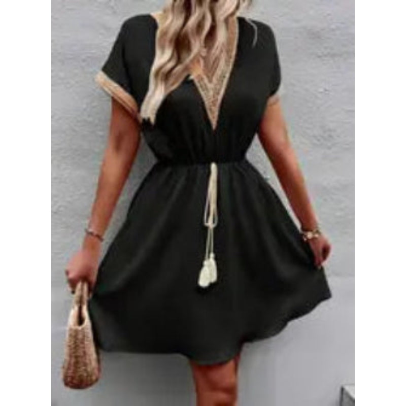 Robe Femme Chic Mi-Longue Décolleté Profond