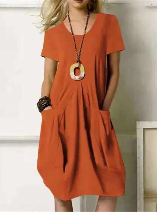 Robe Été Femme Corail à Manches Courtes - LuxeStyle