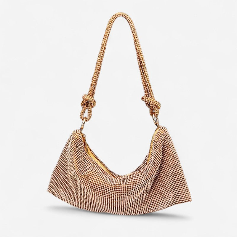Sac à main élégant strass avec poignée et grand volume - LuxeStyle