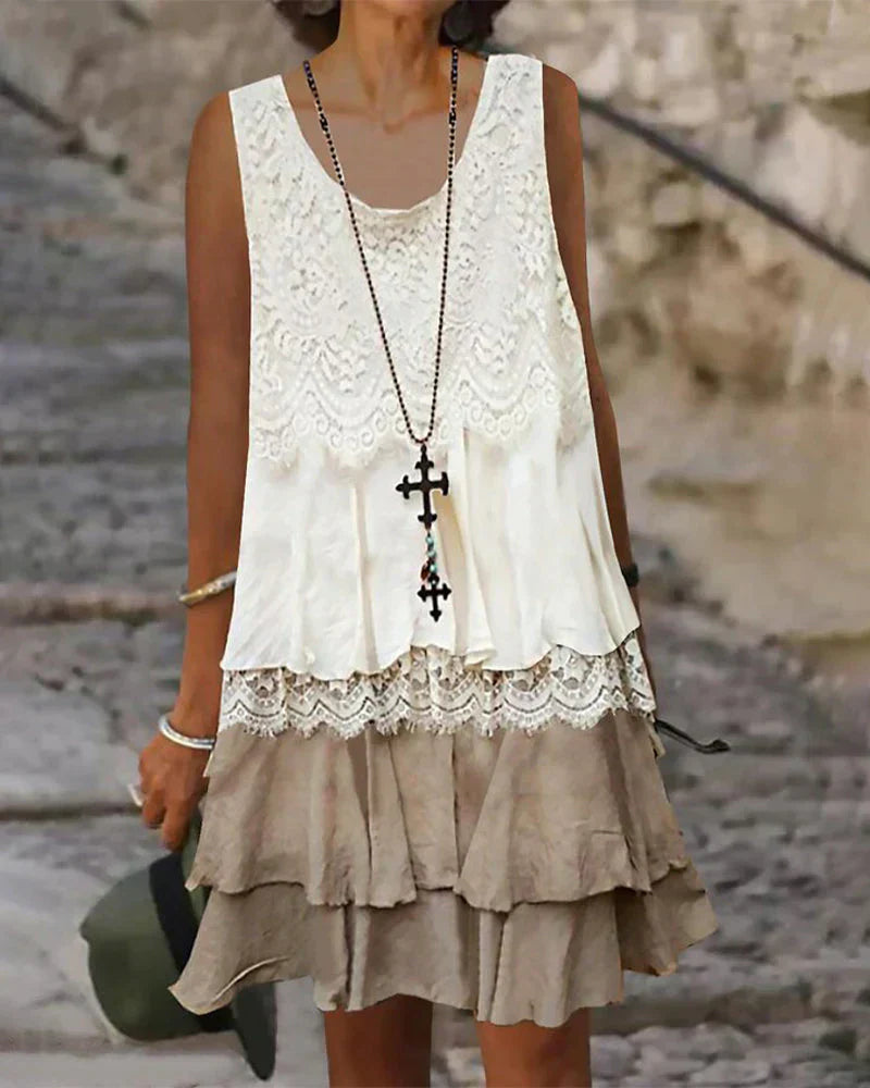 Robe femme en dentelle légère sans manches pour été élégant - LuxeStyle