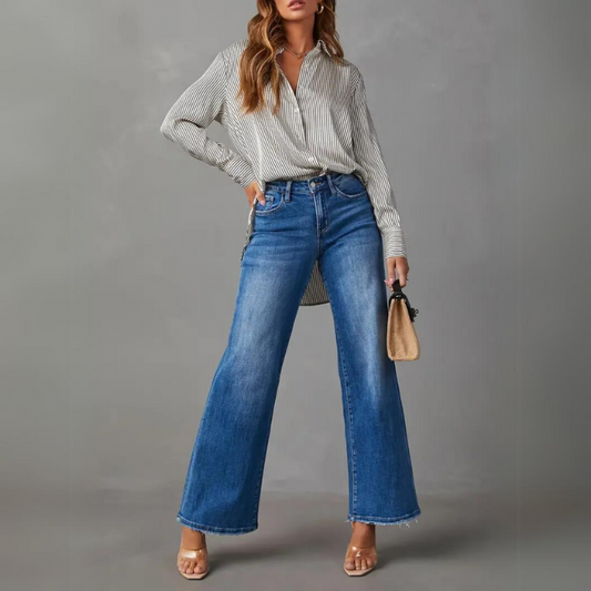 Jean Femme Taille Haute Élégant Large - luxestyle