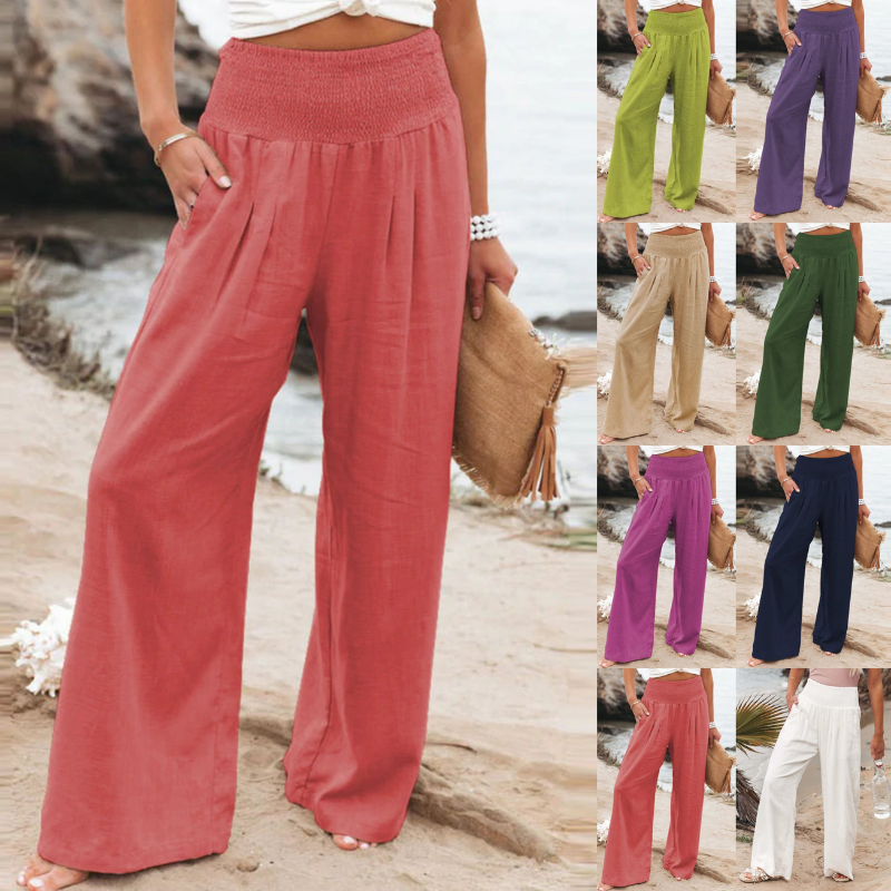 Pantalon Femme Lin Élégant Haut de Gamme Coloré - LuxeStyle