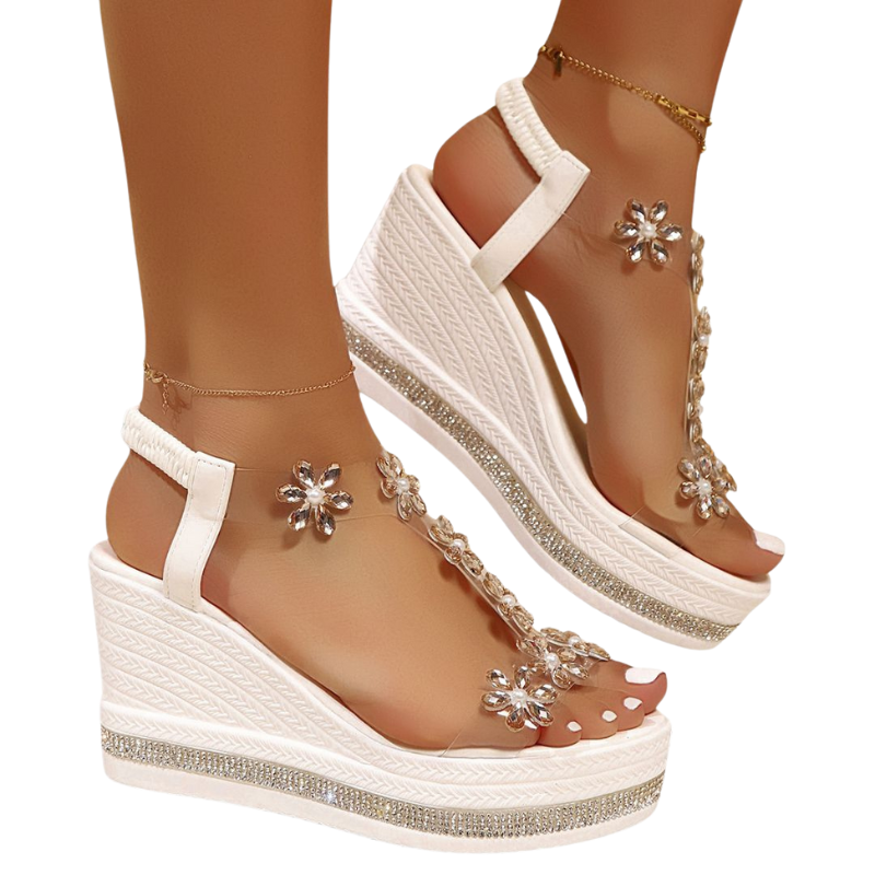 Sandales Haut Talon Fleurs Élégantes