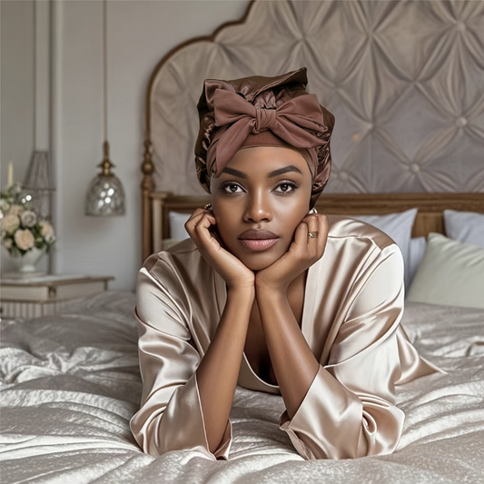 Bonnet de nuit doux en soie pour cheveux protégés - LuxeStyle