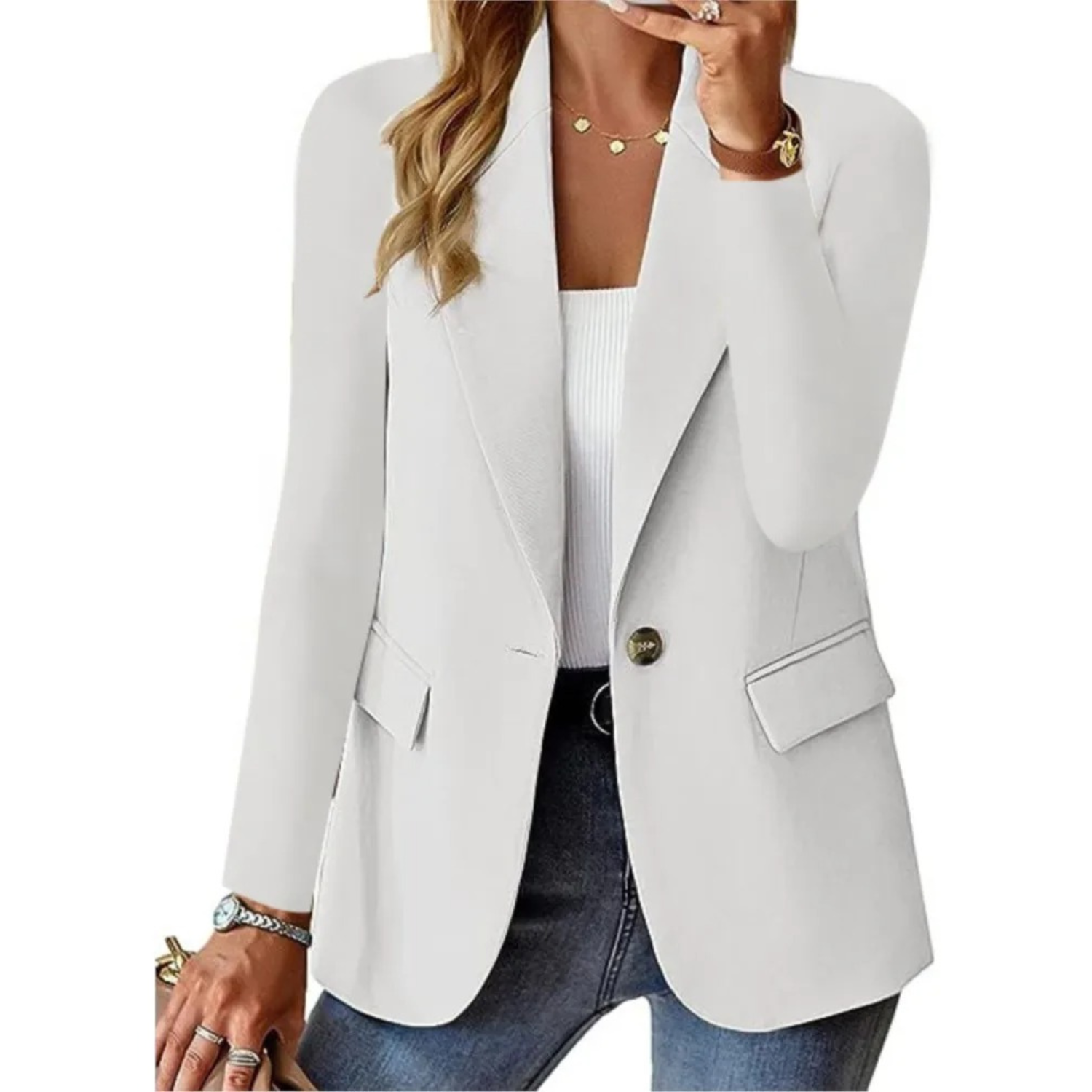 Veste Blazer Féminine Blanche Élégante - LuxeStyle