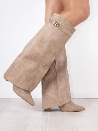 Bottes Femme Élégantes à Fermeture Or