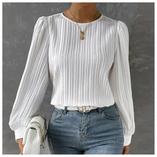 Chemisier Femme Élégant Plissé Manches Longues - LuxeStyle