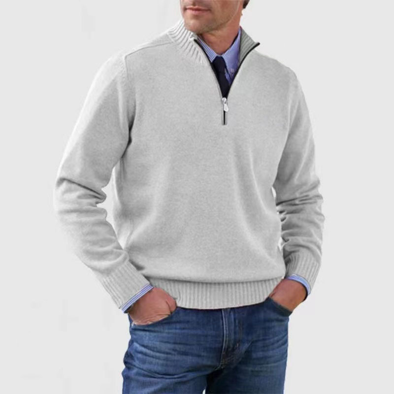 Pull Homme Rouge Doux à Fermeture Éclair
