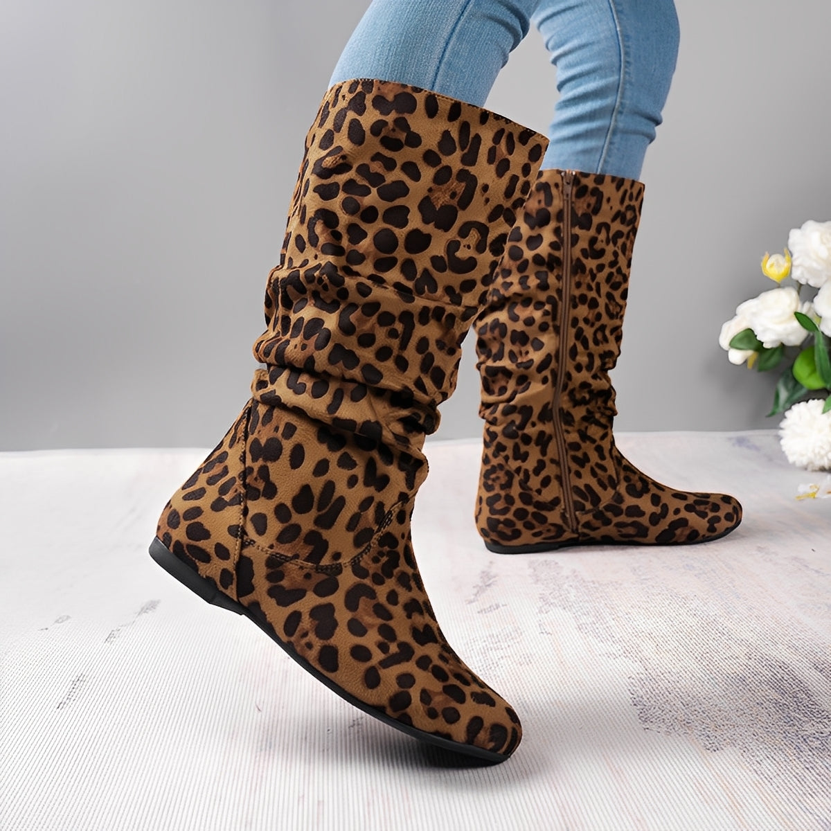 Bottes Femmes Mi-Mollet Plates À Fermeture Éclair Latéral - LuxeStyle