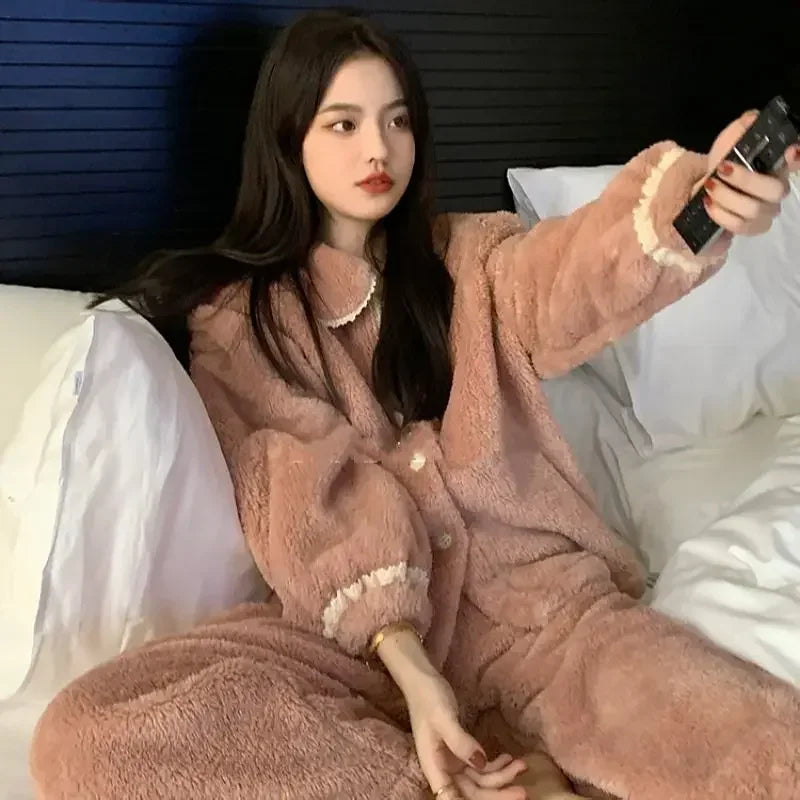 Pyjama Femme Hiver Chaud À Manches Longues