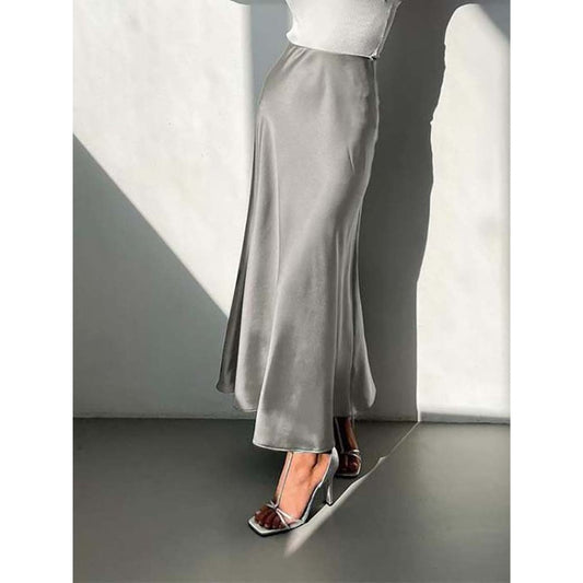 Jupe Femme Élégante Taille Haute Mi-Mollet - LuxeStyle