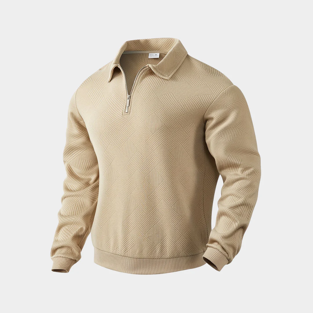 Sweat à Carreaux Douillet avec Fermeture Éclair pour Homme