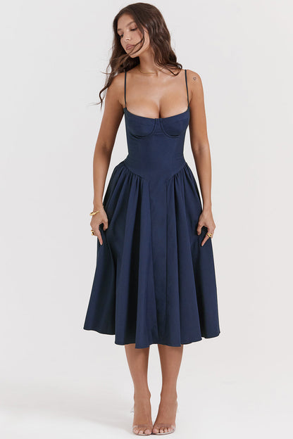 Robe de Cocktail Élégante Femme - Corset Séducteur avec Jupe Flottante