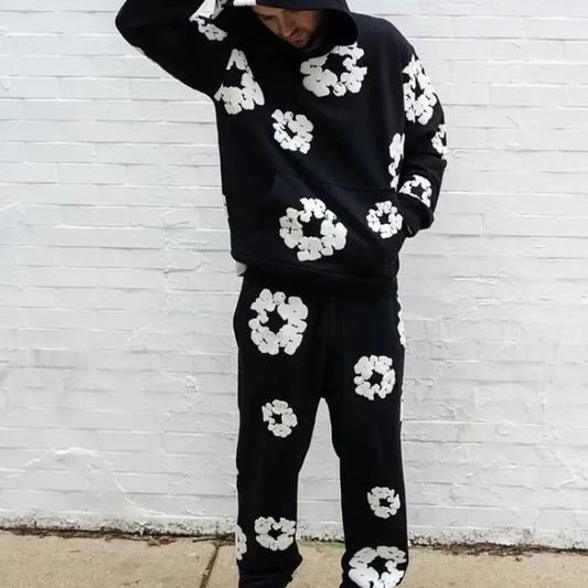 Caleb – Ensemble décontracté à capuche et pantalon fleuri - LuxeStyle