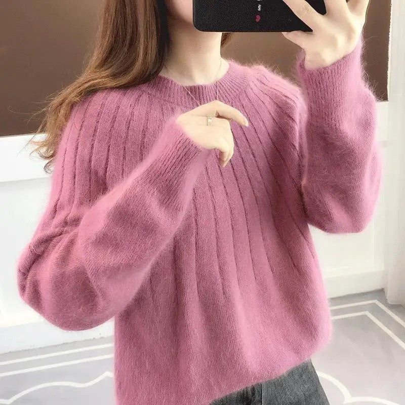 Pull Femme Bleu Ciel Col Rond