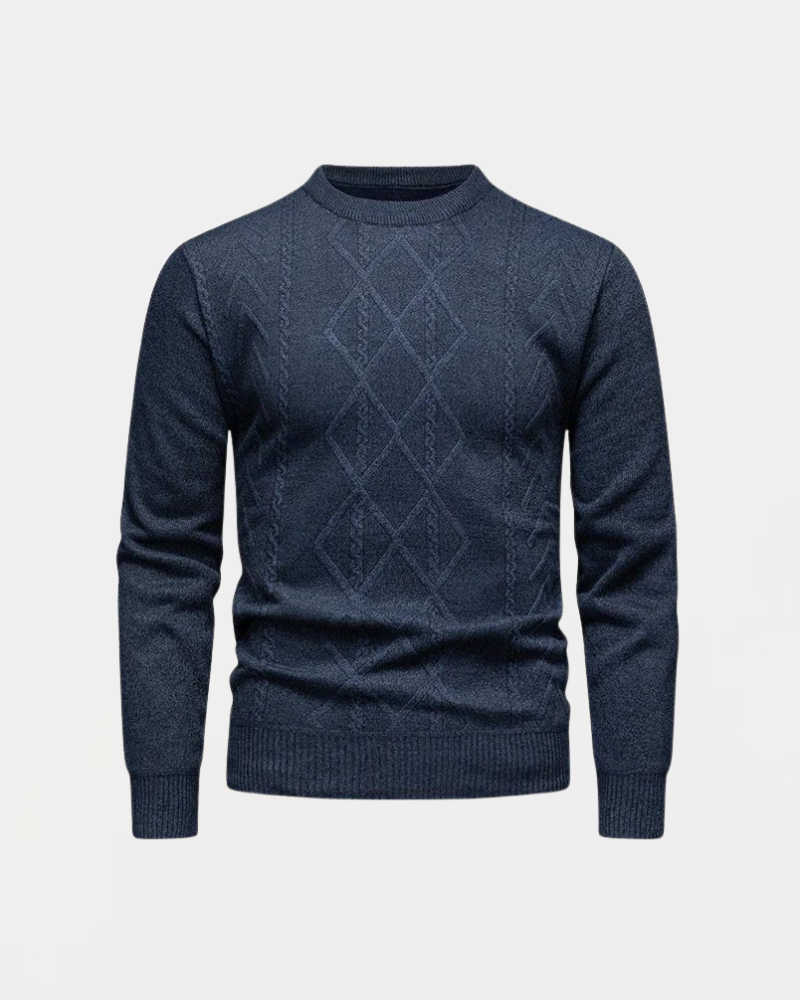 Pull Homme Laine Marine à Motif Texturé