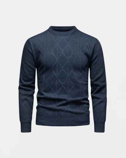 Pull Homme Laine Marine à Motif Texturé
