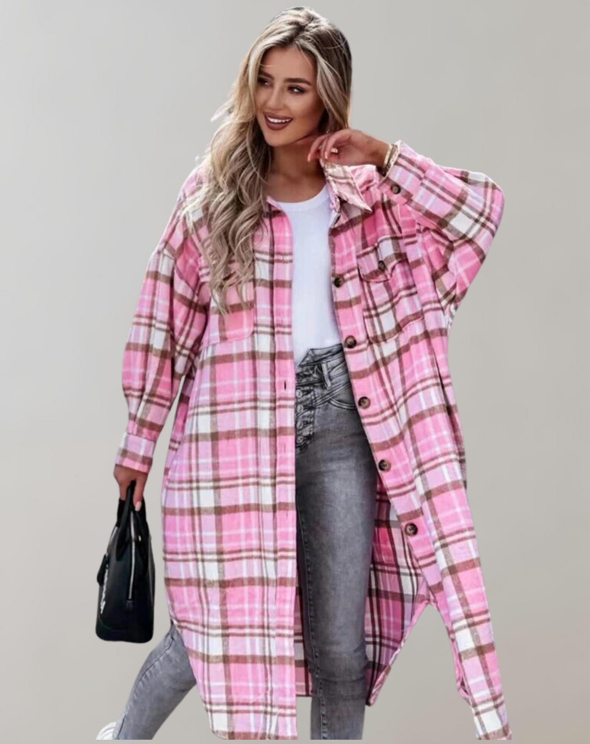 Manteau Femme Hiver Carreaux Élégant à Boutons - LuxeStyle