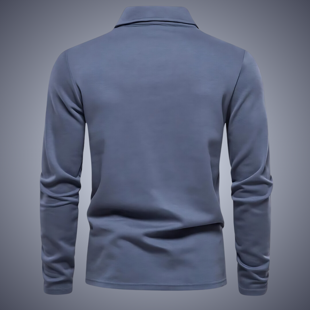Polo Homme Manches Longues Marine - LuxeStyle
