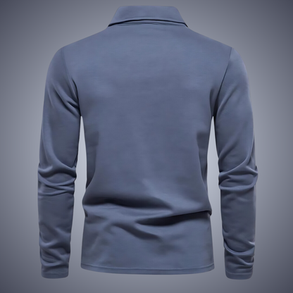 Polo Homme Manches Longues Marine - LuxeStyle