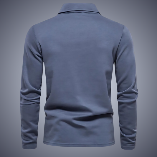 Polo Homme Manches Longues Marine - LuxeStyle