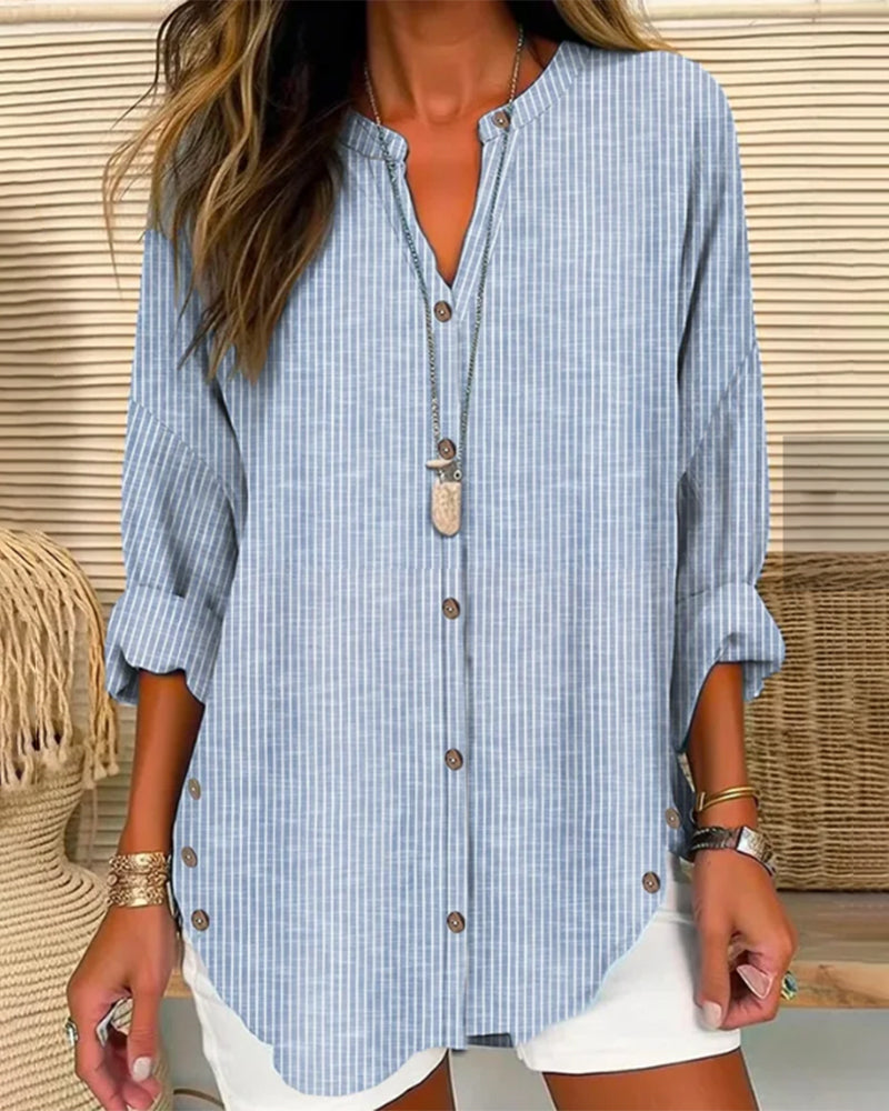 Chemise Féminine Col Rond Manches Courtes - LuxeStyle