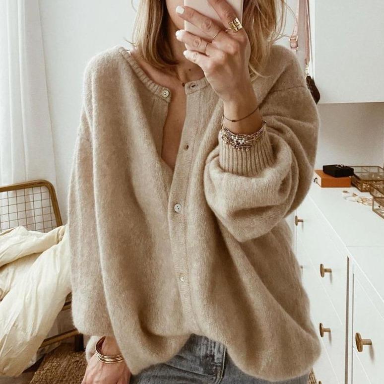 Cardigan Femme Grande Taille - Gilet Confortable avec Fermeture Boutons - LuxeStyle