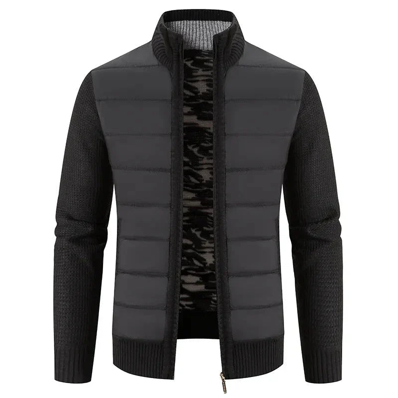 Veste Tricotée Élégante pour Homme – Col Montant & Éclair