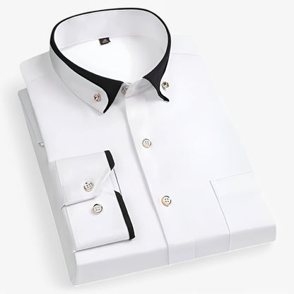 Chemise Homme Décussée Col Contrasté Décontractée